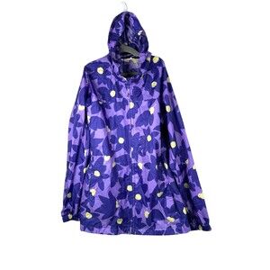 Lands' End Purple Floral Daisy Windbreaker Youth Size Medium 10-12